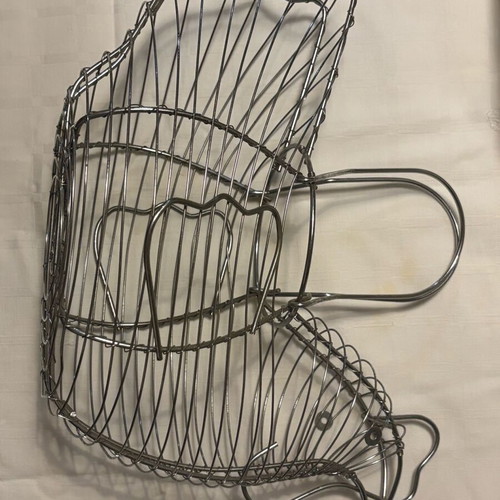 Vintage Easter Metal Basket in Chicken Shape used