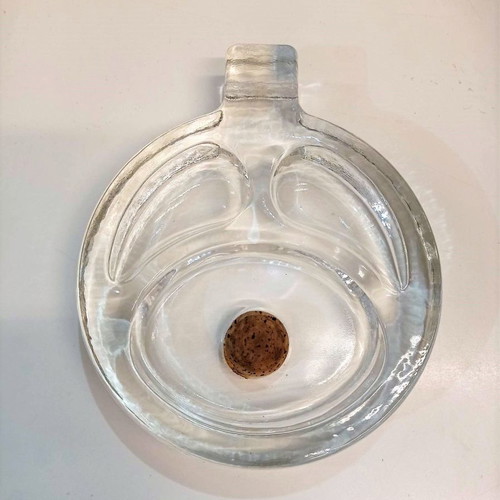 Large ashtray for 2 tobacco pipes like new, glass and cork