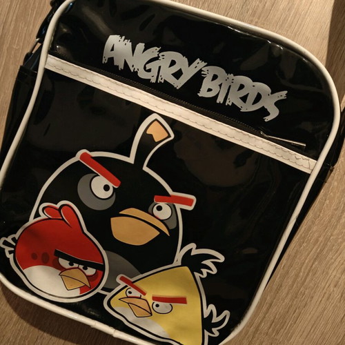 Angry Birds shoulder crossbody bag glossy like new, black