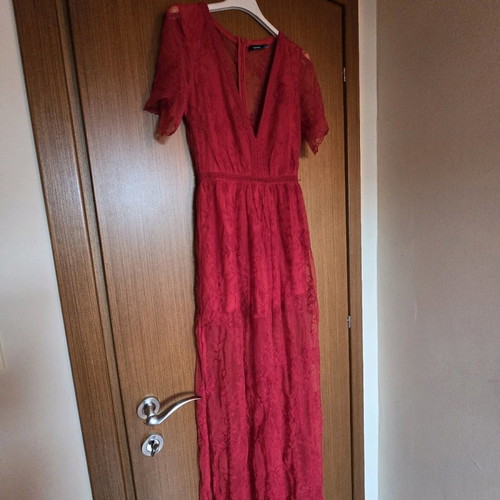 Bershka red dress with lace like new, size S