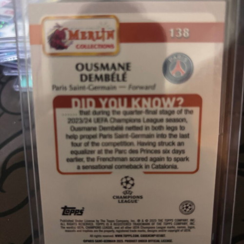 Ousmane Dembélé Rare Numbered Topps Merlin UEFA 2024/25 Card PSG