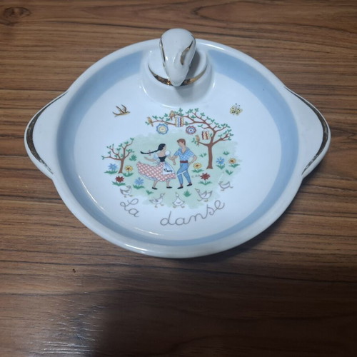 Singer Limoges French porcelain baby food plate La danse