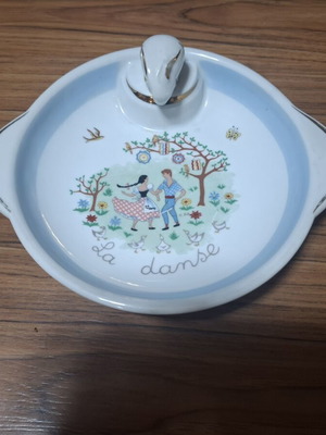 Singer Limoges French porcelain baby food plate La danse