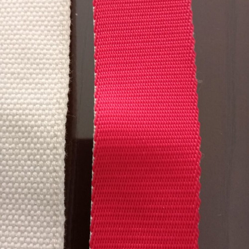 Fabric belts new, red and white with denim detail, pack of two