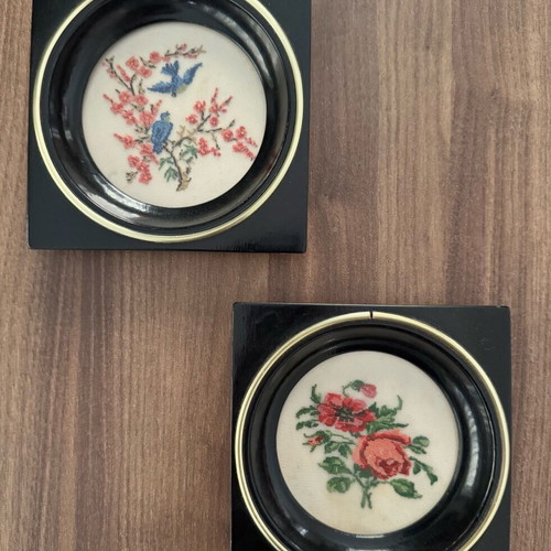 Small square frames used with handmade embroidery, 14x14cm, set of 2