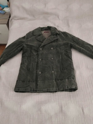 Men's double breasted coat Large like new, grey, heavy winter