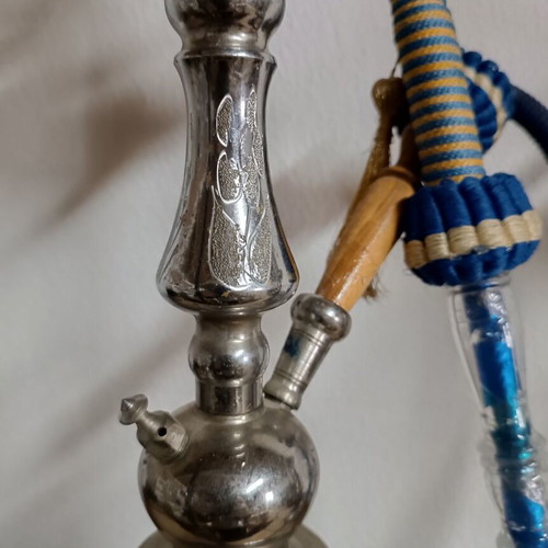 Hookahs used, set of two glass and stainless steel