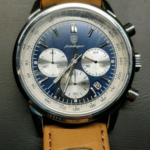Chronograph watch new with leather strap