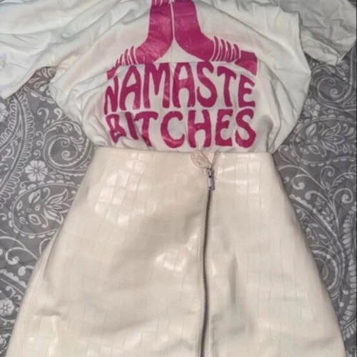 Shirt worn once and new skirt white Mango set
