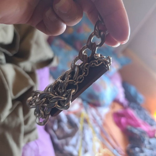 Chain necklace 50 cm used, heavy, silver color, Cuban style