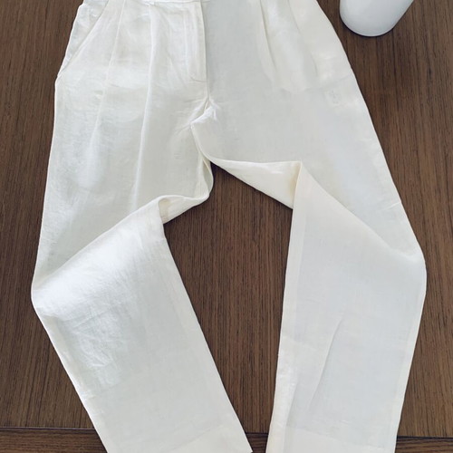 High-waisted linen pants The Line Project new, ecru, size XS