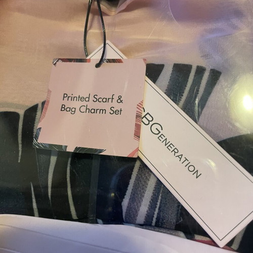 BCBGeneration printed scarf and bag charm set new in box