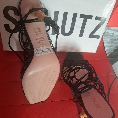 Schutz women's leather sandals new with bamboo heel size 39.5-40