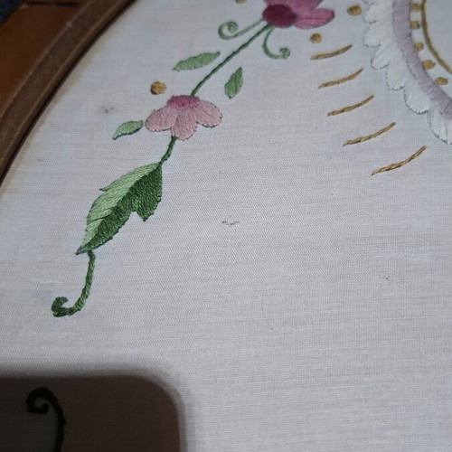 Handmade Serving Tray with Embroidery and Wooden Frame used