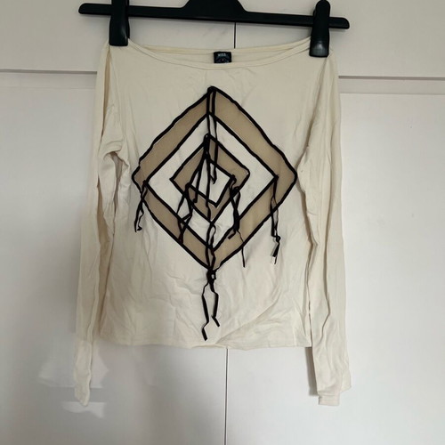 Italian blouse like new, white and brown with transparent design