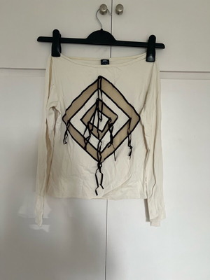 Italian blouse like new, white and brown with transparent design