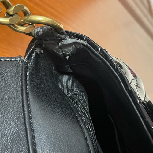 Pinko crossbody bag used, black patent leather