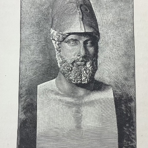 Pericles woodcut 1890 used 15x12cm