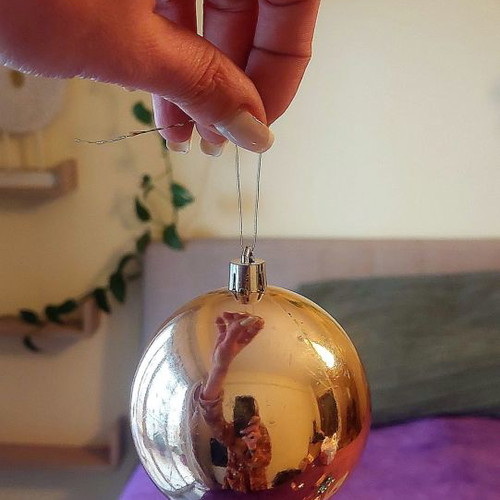 Set of 7 Christmas baubles in purple and pink shades