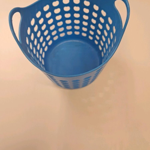 Plastic container used, pencil holder size, blue