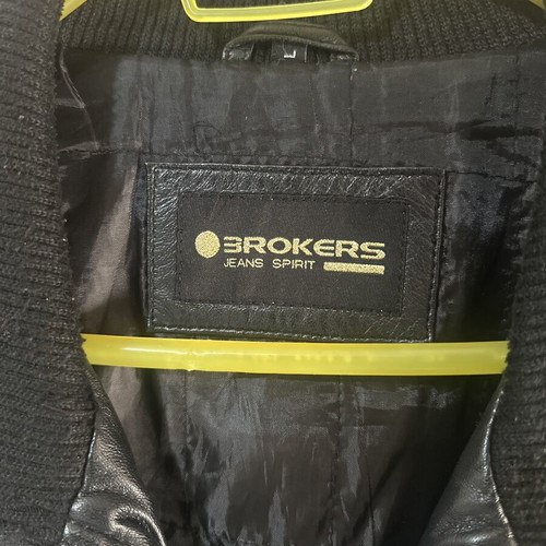 Brokers Jeans men's leather jacket, black, size L