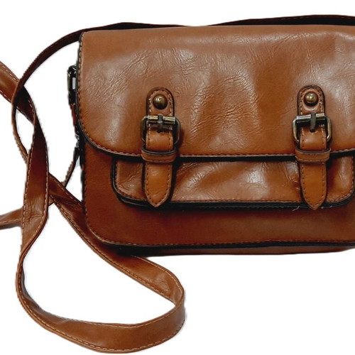 Stylish retro crossbody bag like new, soft eco leather, brown