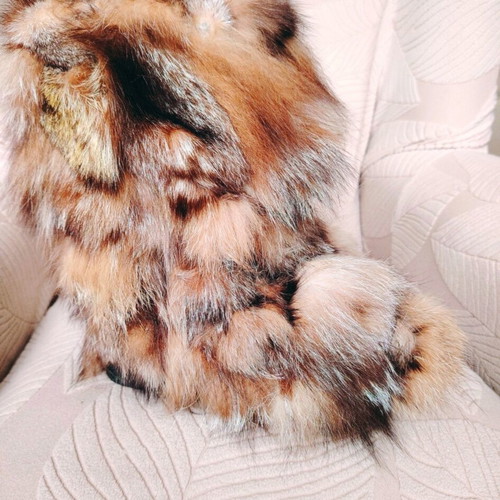 Fox fur boots, handmade, padded and warm, size 38