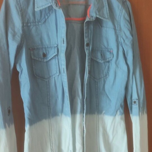 Shirt with white and blue denim two-tone used like new, size M