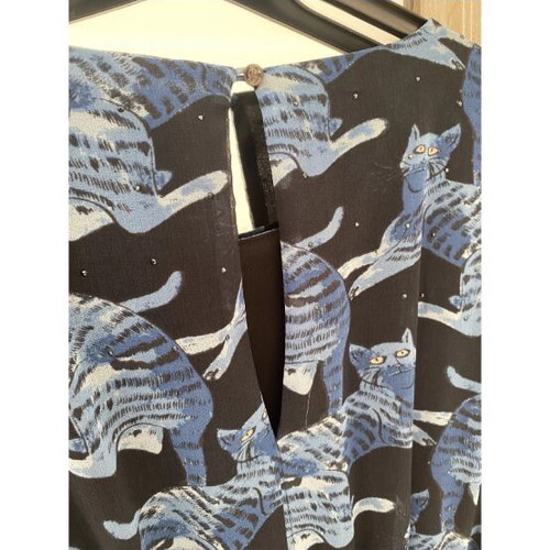 Andy Warhol mid-length dress with blue cat print