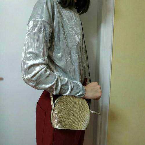 Leather cross body party bag gold croco new from Asos