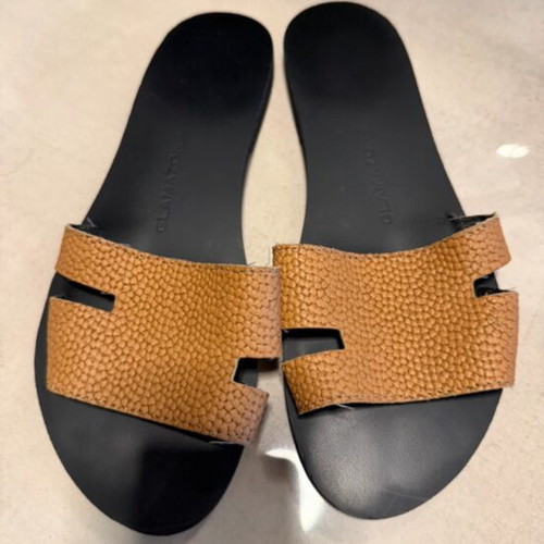 Glamazons leather sandals size 37, beige brown