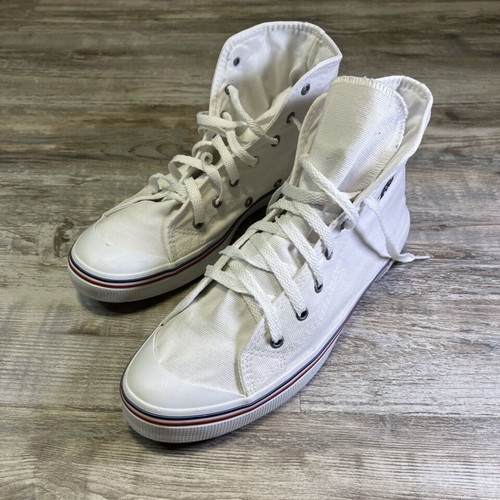 U.S. Polo Assn. high top sneakers white canvas used, men's size 9.5