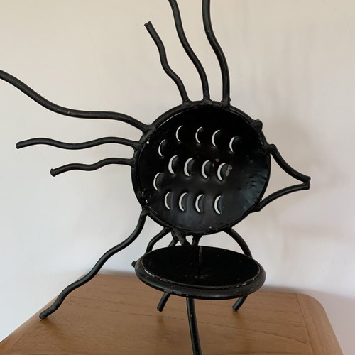 Handmade solid iron fish-shaped candle holder like new