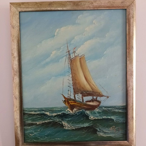 Seascape painting used 56x47 cm in frame