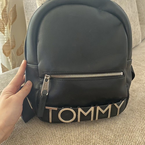 Tommy Jeans women's backpack, black with silver details