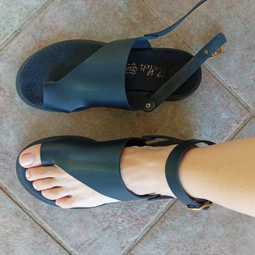 Si Bolleti leather flat sandals, black, size 36