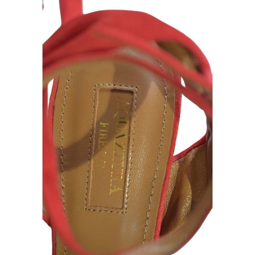 Aquazzura red suede platform sandals EU 37.5