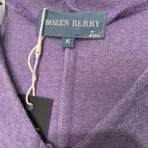 One-piece terry jumpsuit with zipper and hood, refurbished, purple