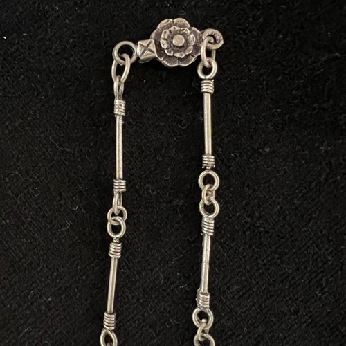 Silver necklace old with carnelian and intricate detail