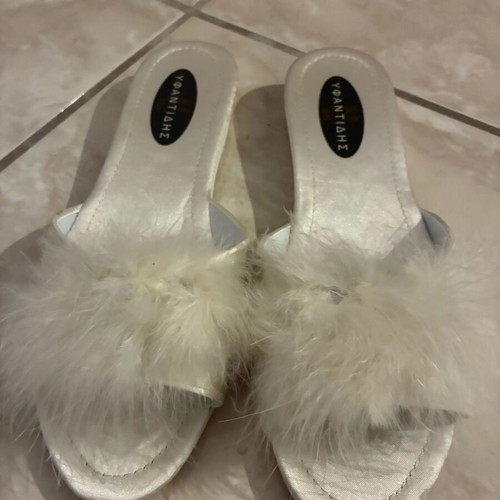 Yfantidis Bridal Slippers Satin White like new, size 41
