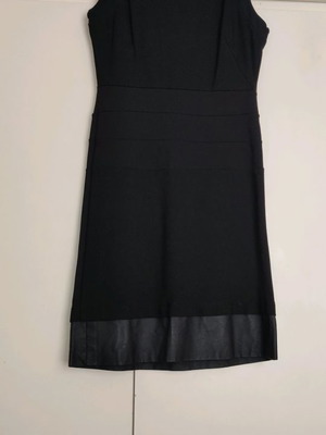 Zara women's dress used, black sleeveless with leather detail