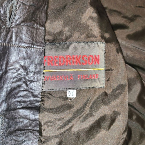 Fredrikson Jyväskylä Vintage Genuine Leather Jacket Dark Brown EU 36 like new