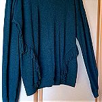  Γυναικείο κυπαρισσί πουλόβερ με λαιμόκοψη και βολάν, Large
