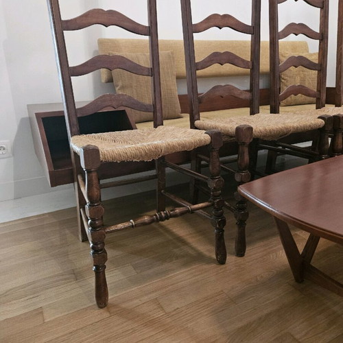 Wicker kitchen chairs used, set of 4 with new wicker