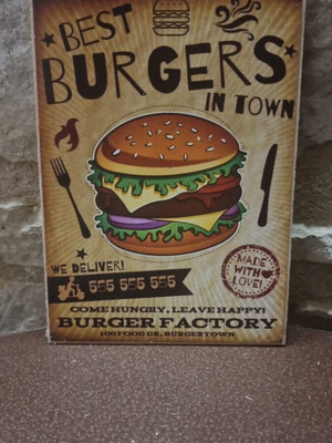 Burgers wooden decorative sign like new, 13×18 cm