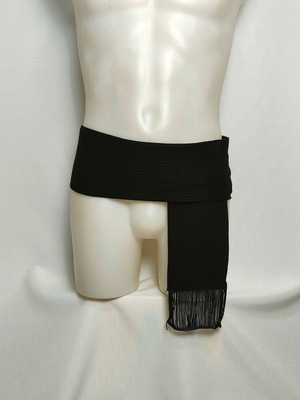 Black Traditional Costume Belt 2m with Tassels Elastic MARK975
