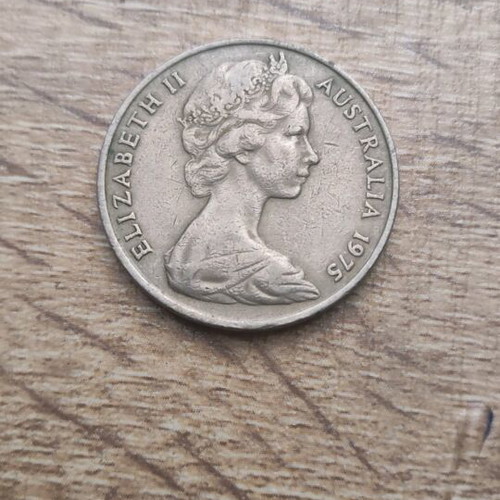 1975 Australia 20 Cent Coin used, Queen Elizabeth II Platypus