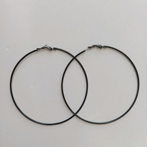 Earrings large black hoop used