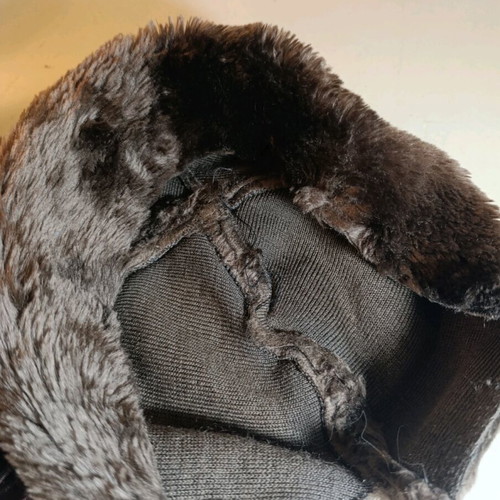 Fur women's hat with tail used, brown, size 56