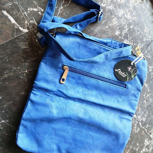 Blue bag with rhinestones, with a strap